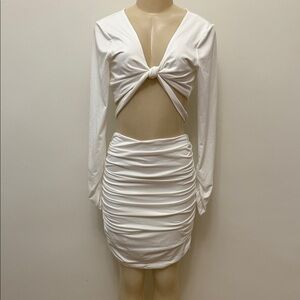 Superdown White Long Sleeve Twist Front Dress Size Large